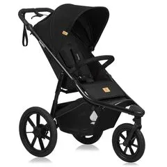 Carucior sport, Lionelo, Azura, Cu 3 roti, Cu baldachin XXL impermeabil, Pliere compacta, Pana la 22 kg, 6-48 luni, Negru, Culoare: Negru, Model: sport