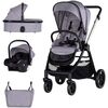 Carucior Chipolino Marbella 3 in 1 cloud grey, Culoare: Gri, Model: 3 in 1  - ExclusivMAG.ro