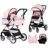 Carucior Chipolino Vista 3 in 1 pink marshmallow, Culoare: Roz, Model: 3 in 1  - ExclusivMAG.ro