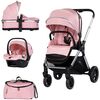 Carucior Chipolino Euphoria 3 in 1 powder pink, Culoare: Roz, Model: 3 in 1  - ExclusivMAG.ro