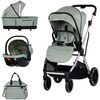 Carucior Chipolino Aurora 3 in 1 matcha, Culoare: Turcoaz, Model: 3 in 1  - ExclusivMAG.ro