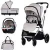 Carucior Chipolino Aurora 3 in 1 platinum, Culoare: Gri deschis, Model: 3 in 1  - ExclusivMAG.ro