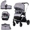 Carucior Chipolino Euphoria 3 in 1 platinum, Culoare: Gri, Model: 3 in 1  - ExclusivMAG.ro