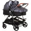 Carucior gemeni Chipolino Duo Smart 2 in 1 silver grey, Culoare: Gri/Negru, Model: gemeni