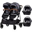 Carucior gemeni Chipolino Duo Smart 3 in 1 cloud, Culoare: Gri/Negru, Model: gemeni  - ExclusivMAG.ro