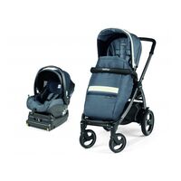 Carucior 2 in 1 Peg Perego, Book 51 S Titania i-Size (baza i-size inclusa), Luxe Mirage (sasiu + hamac + scaun auto), 0 - 22 kg, Culoare: Albastru