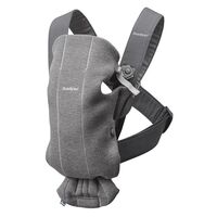 BabyBjorn - Marsupiu anatomic Mini, cu pozitii multiple de purtare – Dark Grey, 3D Jersey, Culoare: Gri  - ExclusivMAG.ro