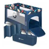 Lionelo - Patut pliant cu un nivel Stefi Navy din Metal, Poliester, 120x60 cm, Albastru, Culoare: Albastru, Dimensiuni: 120x60  - ExclusivMAG.ro