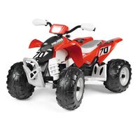 ATV Peg Perego Polaris Outlaw 330 W, 12V, 3 ani+, Negru / Rosu  - ExclusivMAG.ro