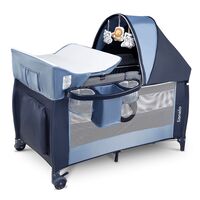 Lionelo - Patut pliant cu doua nivele Sven Plus,120x60 cm,Blue Navy, Culoare: Albastru, Dimensiuni: 120x60