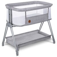 Lionelo - Patut co-sleeper Luna, 2 in 1, Cu laterala culisanta, Gri deschis, Culoare: Gri deschis, Dimensiuni: 80x50  - ExclusivMAG.ro