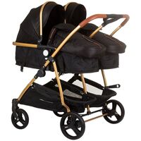 Carucior gemeni Chipolino Duo Smart 2 in 1 obsidian gold, Culoare: Negru/Auriu, Model: gemeni  - ExclusivMAG.ro