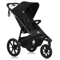 Carucior sport, Lionelo, Azura, Cu 3 roti, Cu baldachin XXL impermeabil, Pliere compacta, Pana la 22 kg, 6-48 luni, Negru, Culoare: Negru, Model: sport  - ExclusivMAG.ro