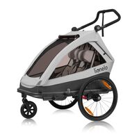 Carucior si remorca de bicicleta, Lionelo, Cama, Multifunctional, Pentru 1 sau 2 copii, Cu sistem de absorbtie a socurilor SIQ, Geamuri cu protectie solara, Gri, Culoare: Gri, Model: gemeni  - ExclusivMAG.ro