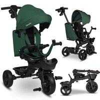 Tricicleta copii, Lionelo, Kori, Scaun reversibil, Rotire 360 grade, Verde, Culoare: Verde  - ExclusivMAG.ro