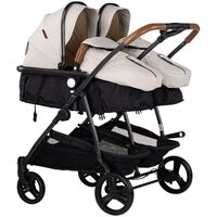 Carucior gemeni Chipolino Duo Smart 2 in 1 biscotta, Culoare: Gri deschis, Model: gemeni  - ExclusivMAG.ro