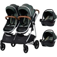 Carucior gemeni Chipolino Duo Smart 3 in 1 basil, Culoare: Verde, Model: gemeni  - ExclusivMAG.ro