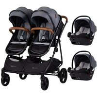Carucior gemeni Chipolino Duo Smart 3 in 1 cloud, Culoare: Gri/Negru, Model: gemeni  - ExclusivMAG.ro