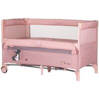 Patut pliabil Chipolino Relax pink marshmallow cu laterala culisanta, Culoare: Roz, Dimensiuni: 120x60  - ExclusivMAG.ro