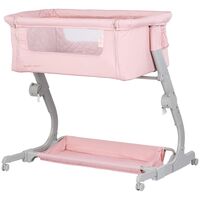 Patut co-sleeper Chipolino Eleganza cu laterala culisanta pink marshmallow, Culoare: Roz, Dimensiuni: 80x50  - ExclusivMAG.ro