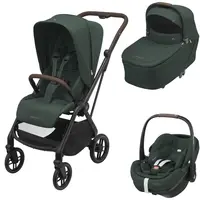Sistem 3in1 Maxi-Cosi Leona2 + Sense + Pebble 360 PRO2 TWILLIC GREEN, Culoare: Verde inchis, Model: 3 in 1  - ExclusivMAG.ro