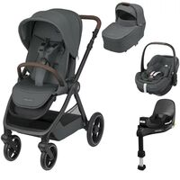 Sistem 4in1 Maxi-Cosi OXFORD Carucior + Landou Sense + Scoica Auto Pebble 360 PRO2 + Baza Auto FAMILYFIX 360 PRO TWILLIC GRAPHITE, Culoare: Gri, Model: 4 in 1  - ExclusivMAG.ro
