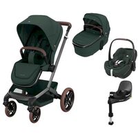 Sistem 4in1 Maxi-Cosi FAME Carucior + Landou + Scoica Auto Pebble 360 PRO2 + Baza Auto FamilyFix 360 PRO Twillic Green, Culoare: Verde inchis, Model: 4 in 1  - ExclusivMAG.ro