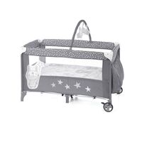 Patut pliant, Jane, Duo Level, Cu roti, Cu arcada cu jucarii, Geanta de transport, Cu doua nivele, Star, Culoare: Gri, Dimensiuni: 120x60  - ExclusivMAG.ro