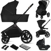 Carucior 3 in 1 Lionelo Freya, Cu scoica ADAC, pana la 22 kg, 0 luni+, Negru, Culoare: Negru, Model: 3 in 1  - ExclusivMAG.ro