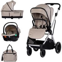 Carucior Chipolino Aurora 3 in 1 latte, Culoare: Crem, Model: 3 in 1  - ExclusivMAG.ro