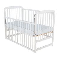 BabyNeeds - Patut din lemn Ola 120x60 cm, cu laterala culisanta, Alb  - ExclusivMAG.ro