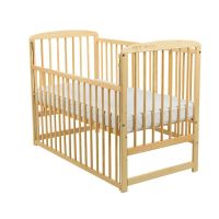 BabyNeeds - Patut din lemn Ola 120x60 cm, cu laterala culisanta, Natur  - ExclusivMAG.ro