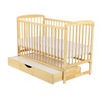BabyNeeds - Patut din lemn Ola 120x60 cm, cu sertar, Natur  - ExclusivMAG.ro