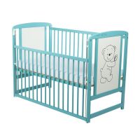 BabyNeeds - Patut din lemn Timmi 120x60 cm, cu laterala culisanta, Mint  - ExclusivMAG.ro