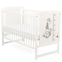 BabyNeeds - Patut din lemn Timmi Girafa 120x60 cm, Alb  - ExclusivMAG.ro