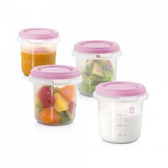 Set 4 Recipiente Plastic 250 ml  Rose Miniland Baby, Culoare: Roz, Cantitate: 250ml