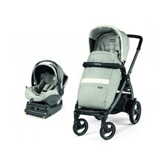 Carucior 2 in 1 Peg Perego, Book 51 S Titania i-Size (baza i-size inclusa), Luxe Pure (sasiu + hamac + scaun auto), 0 - 22 kg, Culoare: Gri deschis