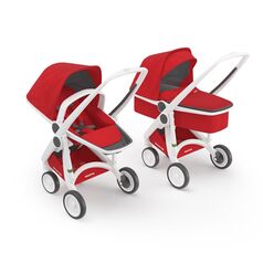 Carucior 2 in 1, Greentom, 100% Ecologic, White Red, Culoare: Rosu