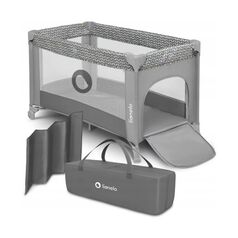 Lionelo - Patut pliant cu un nivel Stefi Concrete din Metal, Poliester, 120x60 cm, Gri, Culoare: Gri, Dimensiuni: 120x60