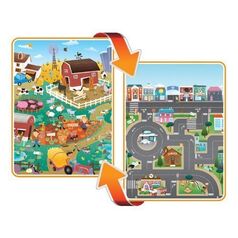 Covoras de Joaca cu Doua Fete pentru Copii Prince Lionheart City / Farm