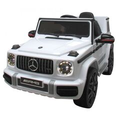 Masinuta electrica cu telecomanda, roti EVA, scaun piele Mercedes G63 - Alb, Culoare: Alb