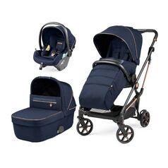 Carucior 3 in 1 Peg Perego Vivace, Lounge, Pagoda, 0 - 22 kg, Blue Shine, Culoare: Albastru
