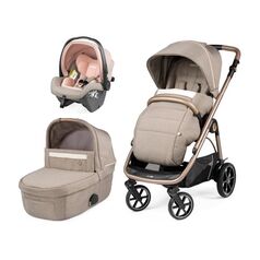 Carucior 3 in 1 Peg Perego Veloce, SLK, 0 - 22 kg, Mon Amour, Bej / Roz, Culoare: Bej