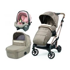 Carucior 3 in 1 Peg Perego Vivace, Lounge, 0 - 22 kg, Mon Amour, Bej / Roz, Culoare: Crem