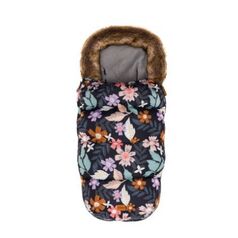 Sac de iarna cu guler blanita detasabil, pentru carucior, negru floral, 100x50 cm, Fillikid, Culoare: Multicolor