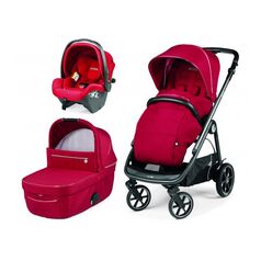 Carucior 3 in 1 Peg Perego Veloce, SLK, 0 - 22 kg, Red Shine, Rosu, Culoare: Rosu