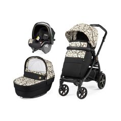 Carucior 3 in 1 Peg Perego Book, SLK, 0 - 22 kg, Graphic Gold, Negru / Bej, Culoare: Negru