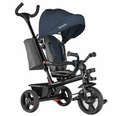 Lionelo - Tricicleta multifunctionala cu sezut reversibil, pliabila, Haari, Jeans, Culoare: Albastru