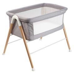 BabyGo - Patut cu cadru din Lemn Goodnight Grey, Culoare: Gri, Dimensiuni: 80x50