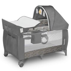 Lionelo - Patut pliant cu doua nivele Sven Plus,120x60 cm, Grey Scandi, Culoare: Gri, Dimensiuni: 120x60